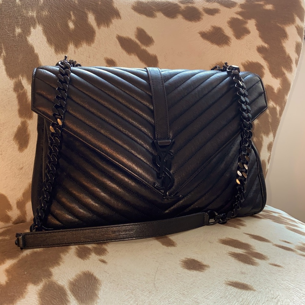 YSL COLLEGE LARGE IN QUILTED LEATHER ALL BLACK
